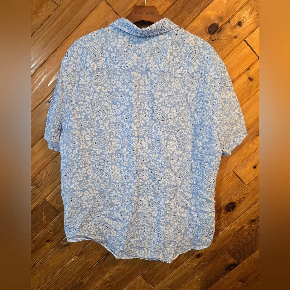 UNTUCKit Linen Light Blue Paisley Casual Shirt Sizw XL - Picture 6 of 6